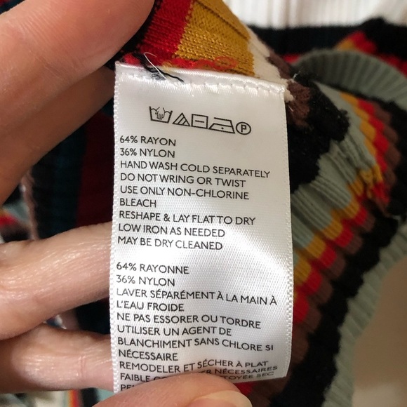 Anthropologie Moth Fawcett Striped Multicolor 90s Turtleneck - Size XL - Picture 6 of 6